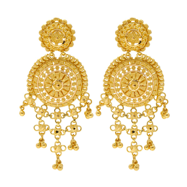 22K Yellow Gold Beaded Filigree Jewelry Set (62.9gm) | 
This wonderful 22k yellow gold earring and necklace set features expert beading and filigree wor...