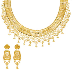 22K Yellow Gold Beaded Filigree Jewelry Set (71.5gm)