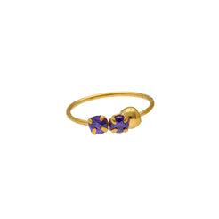 Blue CZ Stone Nose Ring in 22K Yellow Gold (0.2gm)