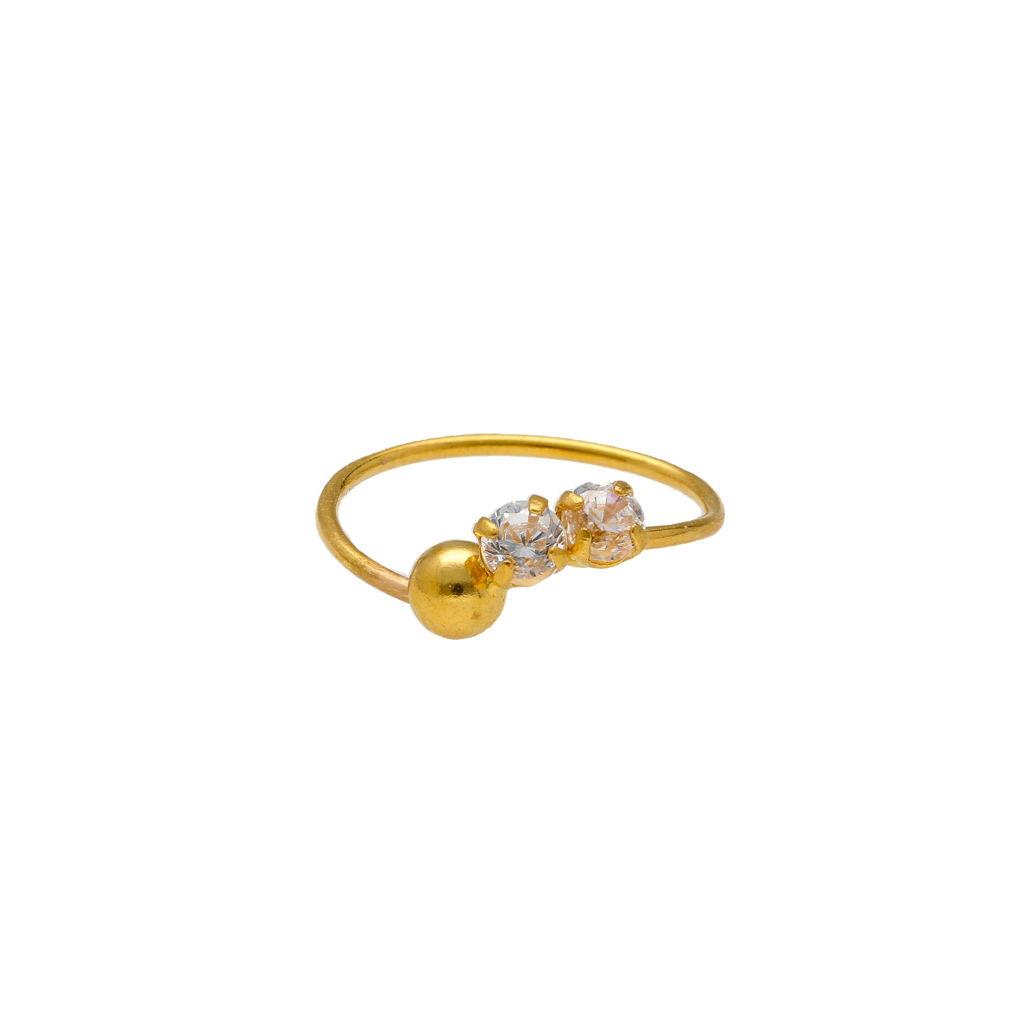 real-gold-flower-nose-stud14k-white-cz-indian-statement-nose-ring-push-pin-11345  – Karizma Jewels