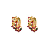 22K Yellow Gold, Ruby, & Pearl Abstract Pendant Set (37.6gm) | 
This unique 22k gold pendant set for women has a colorful assortment of rubies and rich pearls a...