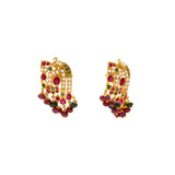 22K Yellow Gold, Ruby, & Pearl Abstract Pendant Set (37.6gm) | 
This unique 22k gold pendant set for women has a colorful assortment of rubies and rich pearls a...