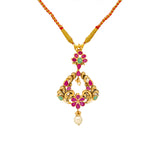 22K Yellow Gold Jeweled Pendant Set (36.3gm) | 
Pair this vibrant 22k gold jewelry set with your favorite formal looks for a special occasion. T...