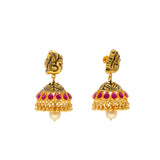 22K Yellow Gold Jeweled Pendant Set (36.3gm) | 
Pair this vibrant 22k gold jewelry set with your favorite formal looks for a special occasion. T...