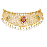 22K Yellow Gold Polki Choker Set with Gemstones & Pearls (68.5 grams) | 
Light up the room at your next big event when you wear this dazzling 22k yellow gold choker with...