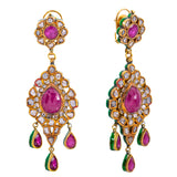 22K Yellow Gold Diamond & Ruby Polki Jewelry Set (273.6gm) | 
This exquisite cultural jewelry set has a traditional Indian look and feel. The glimmering diamo...