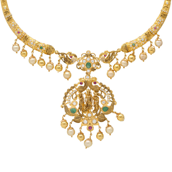 22K Yellow Gold & Gemstone Kanti Necklace (44.5gm) | 
This dazzling 22k yellow gold necklace from Virani Jewelers will be the perfect addition to any ...