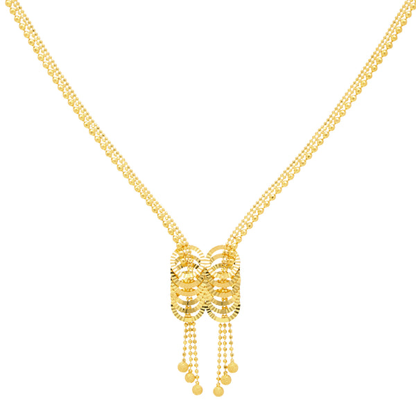 22K Yellow Gold Riya Jewelry Set | 
This minimalist 22k gold jewelry set has unique design and appeal. The 22k gold necklace and ear...
