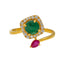 22K Yellow Gold & Jewels Cocktail Ring (Size 7)
