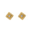 22K Gold & CZ Stone Square Stud Earrings (1.2gm)
