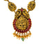 22K Antique Gold Goddess Laxmi Necklace w. Rubies & Pearls (46.8 grams)