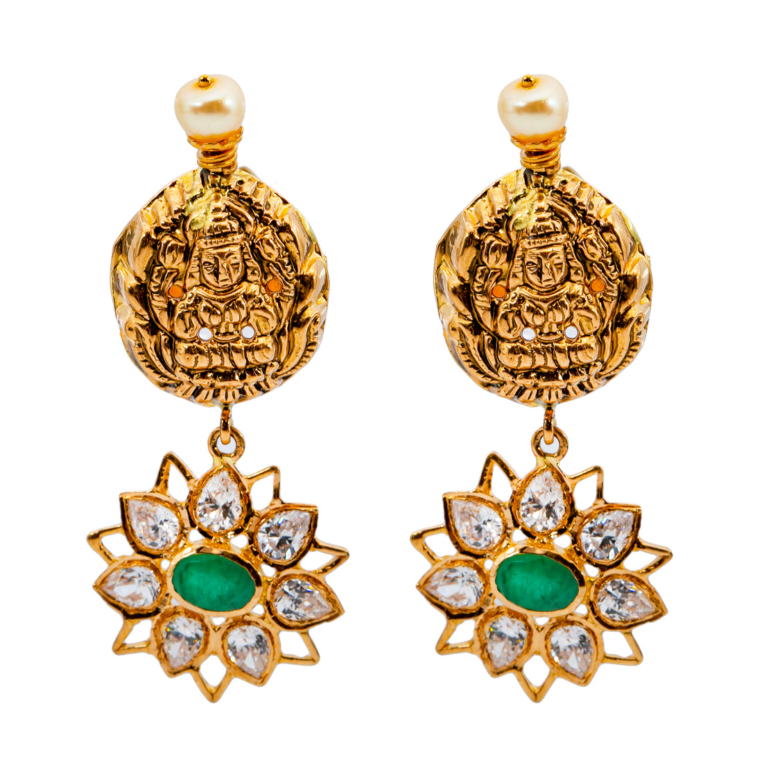 22K Yellow Gold, Gems & Pearls Laxmi Jewelry Set (79.6 grams) – Virani  Jewelers
