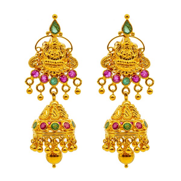 22K Yellow Gold & Gems Goddess Laxmi Necklace (88.5 grams) | 
Bring a regal look to your traditional wear or other formal outfits with this stunning Goddess L...