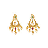 22K Yellow Gold Temple Jewelry Set with Gems & Pearls (69.5 grams) | 
Adorn yourself with this beautiful 22k yellow gold temple jewelry set when you're ready to be ma...