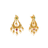 22K Yellow Gold Temple Jewelry Set with Gems & Pearls (69.5 grams) | 
Adorn yourself with this beautiful 22k yellow gold temple jewelry set when you're ready to be ma...