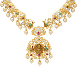 22K Gold & Gemstone Temple Necklace (44.9gm) | 
Pair this elegant 22k yellow gold and gemstone temple necklace with your favorite evening or for...