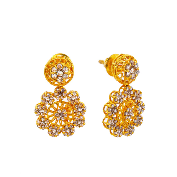 22K Yellow Gold Uncut Diamond Jewelry Set (78.6 grams) | Shimmer and shine with elegant beauty when you adorn your neck and ears with this 22 karat yellow...