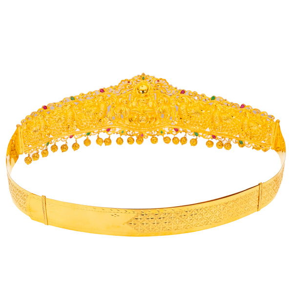 22K Yellow Gold & Gemstone Laxmi Vaddanam Belt (214.9gm) | Incorporate a sense of luxury into your most festive looks with this stunning 22K yellow gold Lak...