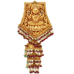 22K Gold Double-Sided Goddess Lakshmi Pendant (49.2gm)