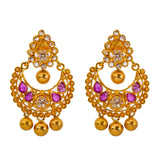 22K Yellow Gold & Uncut Diamond Kasu Jewelry Set (56.2gm) | 
This dazzling traditional Indian jewelry set has a stunning assembly of rubies and uncut diamond...