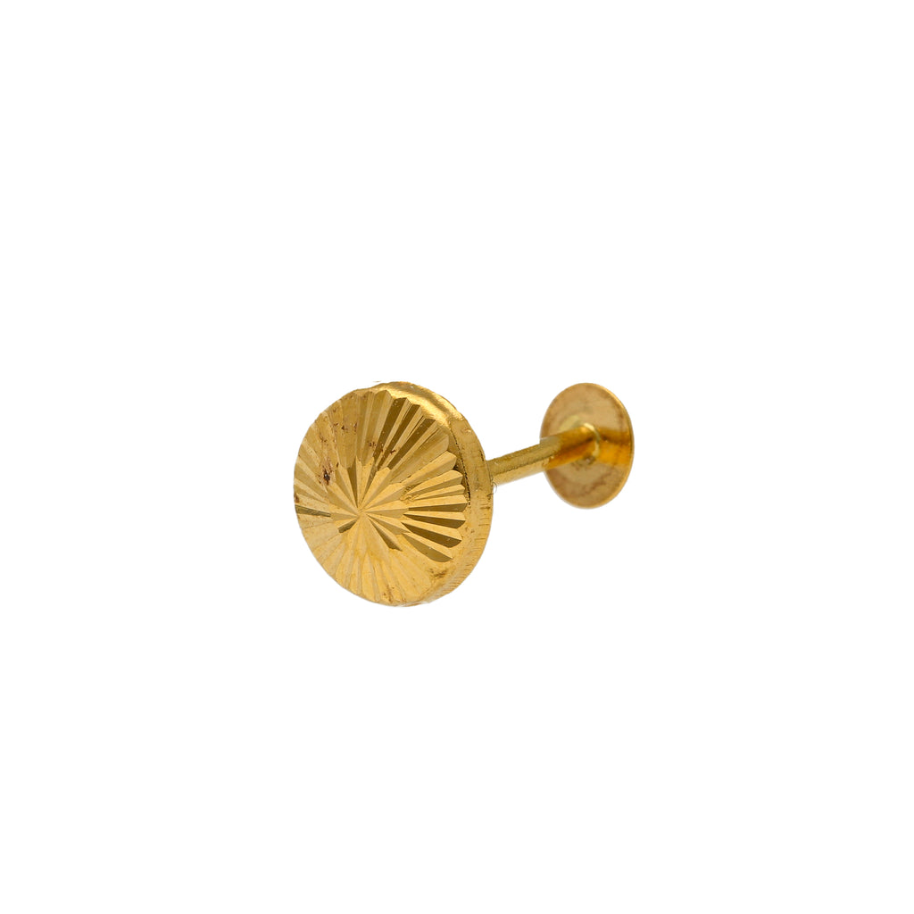 22K Yellow Gold Round Nose Pin (0.2gm) | The 22K Yellow Gold Round Nose Stud for women is simple and classy. It is the perfect gold nose r...