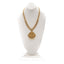 Temple 34.92CT Uncut Diamond Laxmi Necklace and Earrings Set W/ Centered Emerald Gem