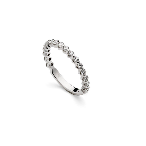 An image showing the design of a 14K white gold wedding ring from Virani Jewelers. | On your wedding day, every piece of jewelry must be perfect, and nothing says perfection quite li...