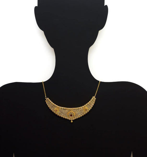 22K Yellow Gold Uncut Diamond Choker Necklace W/ 25.59ct SI Uncut Diamonds & Precious Rubies - Virani Jewelers | Behold the beauty of the raw elements in this 22K yellow gold diamond choker necklace from Virani...