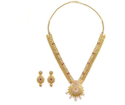 22K Yellow Gold Uncut Diamond Set W/ 16.04ct SI Uncut Diamonds, Rubies, Pearls & Laxmi Kasu - Virani Jewelers