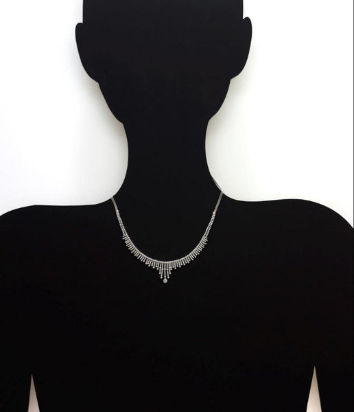 18K White Gold Diamond Necklace Set W/9.45ct VVS Diamonds & Avant Garde Design - Virani Jewelers | Reflect the light of luxury and art with the exquisite design of this most stunning 18K white gol...