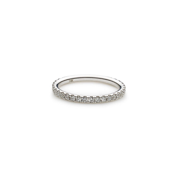 An image of a thin 14K white gold wedding ring from Virani Jewelers. | Create the perfect bridal set with a 14K white gold wedding ring from Virani Jewelers!

Each diam...