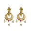 22K Yellow Antique Gold 2-in-1 Choker/Vanki & Chandbali Earrings Set W/ Emerald, Ruby, CZ, Pearls & Open Starburst Design - Virani Jewelers