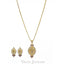 22K Two Tone Gold Engraved Pendant & Earrings Set W/ Semiprecious Stones - Virani Jewelers