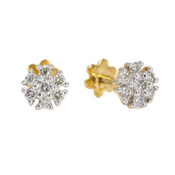 18K Yellow Gold Diamond Nose Pin W/ 0.07ct SI Diamonds & Maltese Flower Design - Virani Jewelers