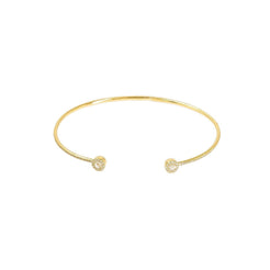 14K Yellow Gold Diamond Bangle W/ VS Diamonds & Circle Accent on Open Cuff - Virani Jewelers