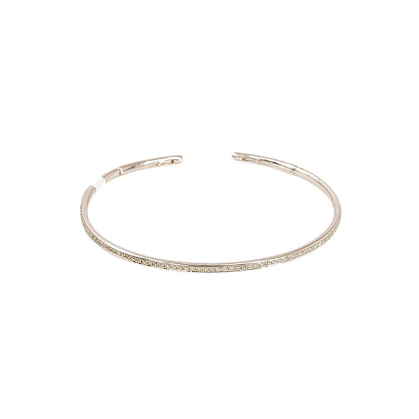 14K White Gold Diamond Bangle W/ VS Diamonds on Thin Open Cuff Bangle - Virani Jewelers |  14K White Gold Diamond Bangle W/ VS Diamonds on Thin Open Cuff Bangle for women. This subtle pie...