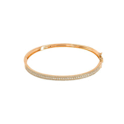 14K Rose Gold Diamond Bangle W/ VS Diamonds & Semi-Encrusted Band - Virani Jewelers