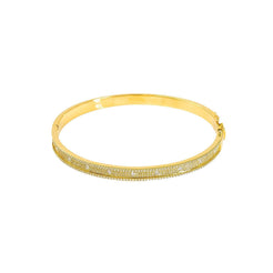 14K Yellow Gold Diamond Bangle W/ VS Diamonds & Fully Encrusted Indented Bangle - Virani Jewelers