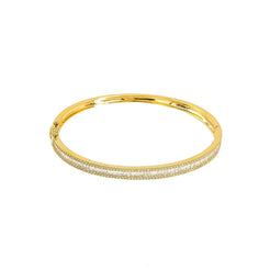 14K Yellow Gold Diamond Bangle W/ VS Round Brilliant & Baguette Cut Diamonds - Virani Jewelers