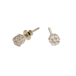 14K White Gold Diamond Stud Earrings W/ 0.25ct SI Diamonds & Cluster Flower - Virani Jewelers