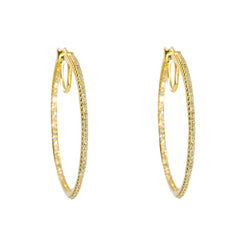 14K Yellow Gold Diamond Hoop Earrings W/ 0.50ct SI Diamonds - Virani Jewelers