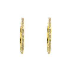 14K Yellow Gold Diamond Hoop Earrings W/ 0.3ct VS-SI Diamonds in Double Row - Virani Jewelers