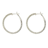 14K White Gold Diamond Hoops W/ 3.2ct Diamonds & Shared Prong Setting - Virani Jewelers |  14K White Gold Diamond Hoops W/ 3.2ct Diamonds & Shared Prong Setting for women. Dare to daz...