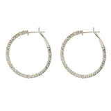 14K White Gold Diamond Hoops W/ 3.2ct Diamonds & Shared Prong Setting - Virani Jewelers | These are our 14K white gold diamond hoops for women. Dare to dazzle with these 14K white gold di...