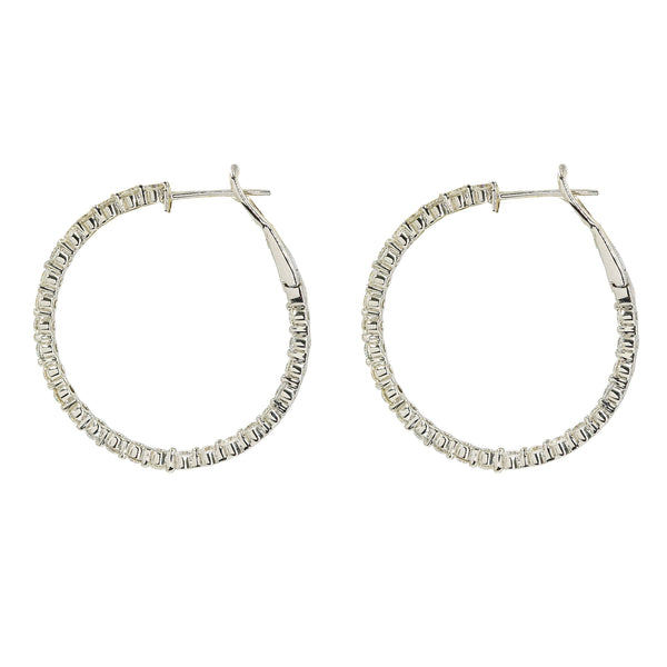 14K White Gold Diamond Hoops W/ 3.2ct Diamonds & Shared Prong Setting - Virani Jewelers |  14K White Gold Diamond Hoops W/ 3.2ct Diamonds & Shared Prong Setting for women. Dare to daz...
