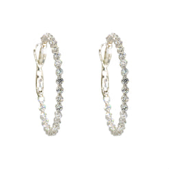 14K White Gold Diamond Hoops W/ 3.2ct Diamonds & Shared Prong Setting - Virani Jewelers