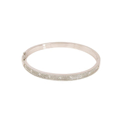 14K White Gold Diamond Bangle W/ 1.01ct VS Diamonds & Bright Polished Solid Band - Virani Jewelers