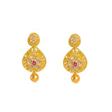 22K Yellow Gold Diamond Necklace & Earrings Set W/ 26.98ct Uncut Diamonds, Rubies & Clustered Flowers on Bib Necklace - Virani Jewelers |  22K Yellow Gold Diamond Necklace & Earrings Set W/ 26.98ct Uncut Diamonds, Rubies & Clus...