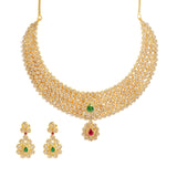 22K Yellow Gold Diamond Necklace & Earrings Set W/ 38.54ct Uncut Diamonds, Rubies & Emeralds on Choker Necklace - Virani Jewelers |  22K Yellow Gold Diamond Necklace & Earrings Set W/ 38.54ct Uncut Diamonds, Rubies & Emer...