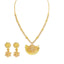 22K Yellow Gold Diamond Necklace & Earrings Set W/ 10.23ct Uncut Diamonds, Rubies, Laxmi Kasu & Fan Pendant - Virani Jewelers